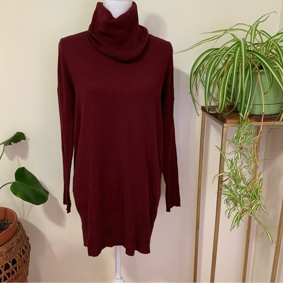 Josie Natori Cowl Neck Tunic Sweater in Wine sz M - Picture 3 of 6